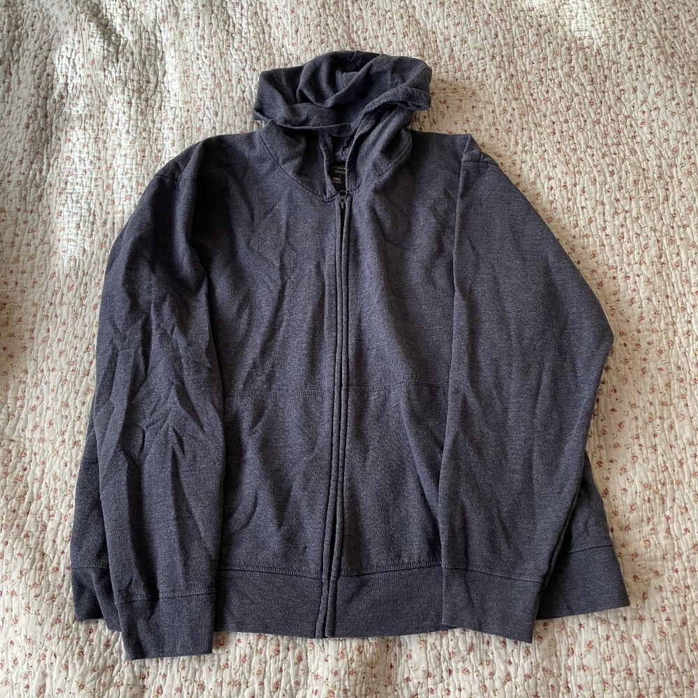 Womens' XXL Washed Dark Navy Blue Gray Zip-Up Jacket